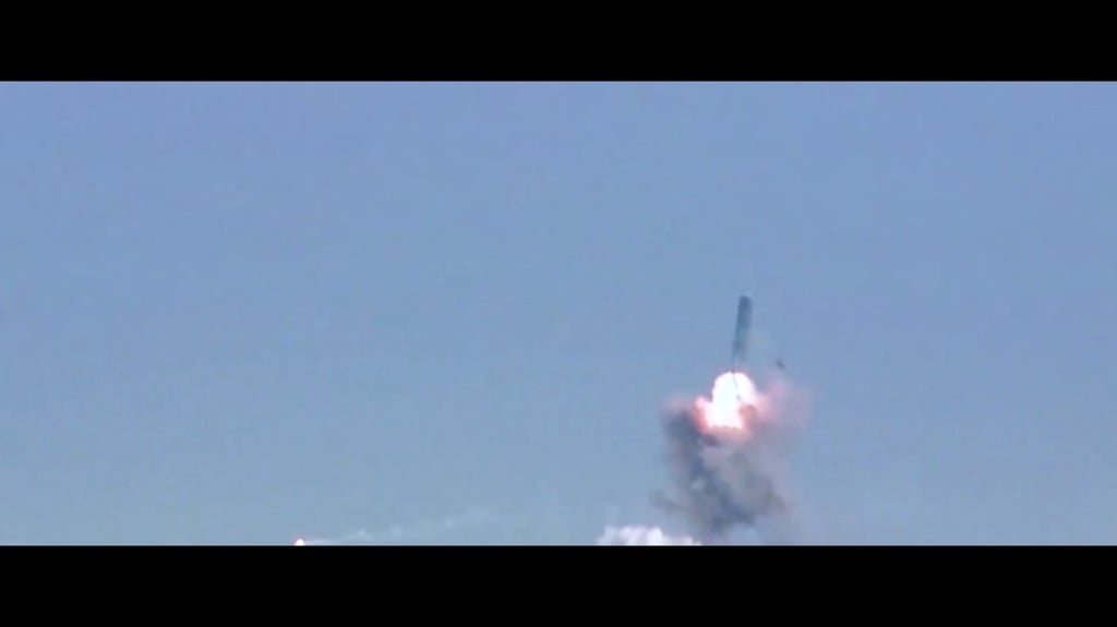 While the Chinese navy’s video does not identify the type of missile seen fired from a submarine, nationalist tabloid Global Times said it is the JL-2 submarine-launched ballistic missile. Photo: Handout