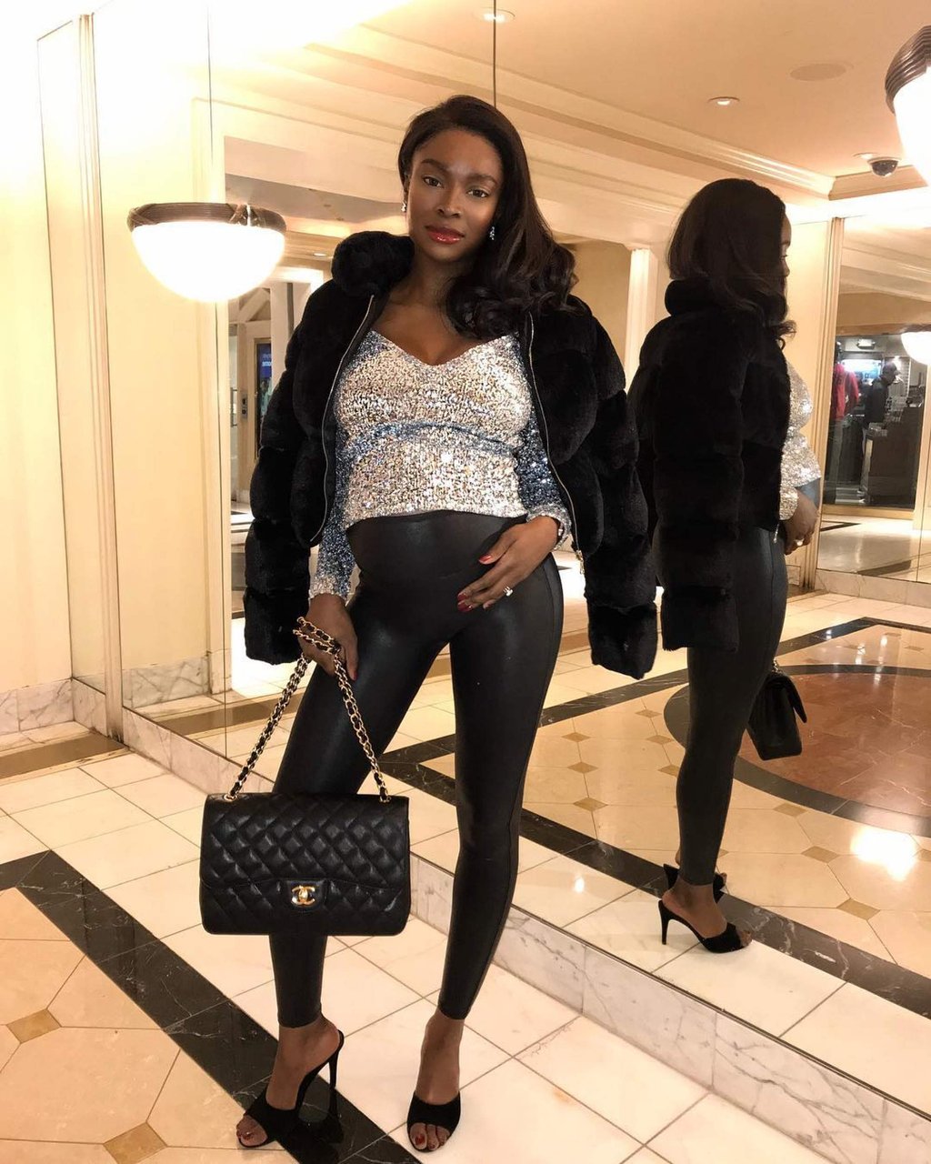 Chelsea Lazkani posted this snap of her last month of pregnancy on social media in January 2019. Photo: @chelsealazkani/Instagram