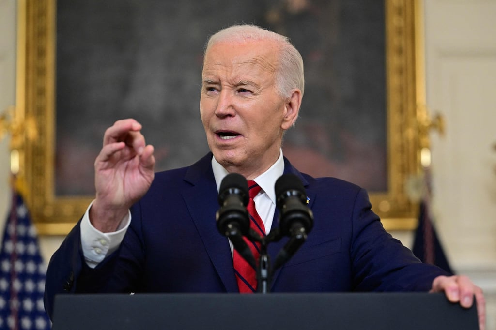 United States President Joe Biden speaks after signing into law the foreign aid bill and a measure to ban TikTok in the US at the White House in Washington, DC, on April 24, 2024. Photo: Agence France-Presse United States President Joe Biden speaks after signing into law the foreign aid bill and a measure to ban TikTok in the US at the White House in Washington, DC, on April 24, 2024. Photo: Agence France-Presse