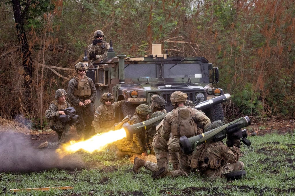 A Filipino soldier fires a Javelin anti-tank weapon system during a live exercise as part of the annual US-Philippines joint military exercises called “Balikatan” on April 13, 2023. Photo: Reuters A Filipino soldier fires a Javelin anti-tank weapon system during a live exercise as part of the annual US-Philippines joint military exercises called “Balikatan” on April 13, 2023. Photo: Reuters