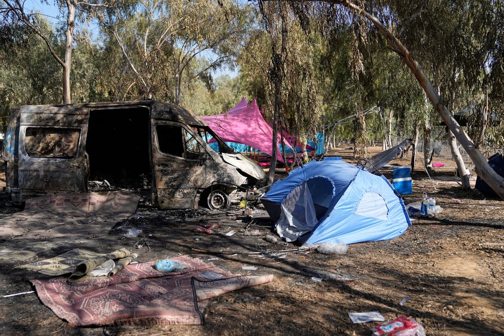 The site of the Nova music festival in southern Israel which was attacked by Hamas on October 7. File photo: AP