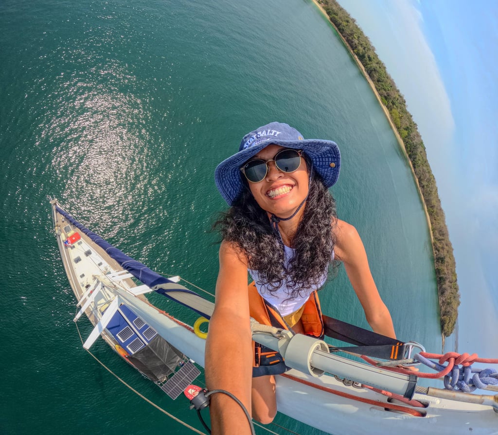 A typical day on board the boat involves a mix of maintenance, navigation, and leisure for Syasya. Photo: Instagram/whatswrongsyaa A typical day on board the boat involves a mix of maintenance, navigation, and leisure for Syasya. Photo: Instagram/whatswrongsyaa