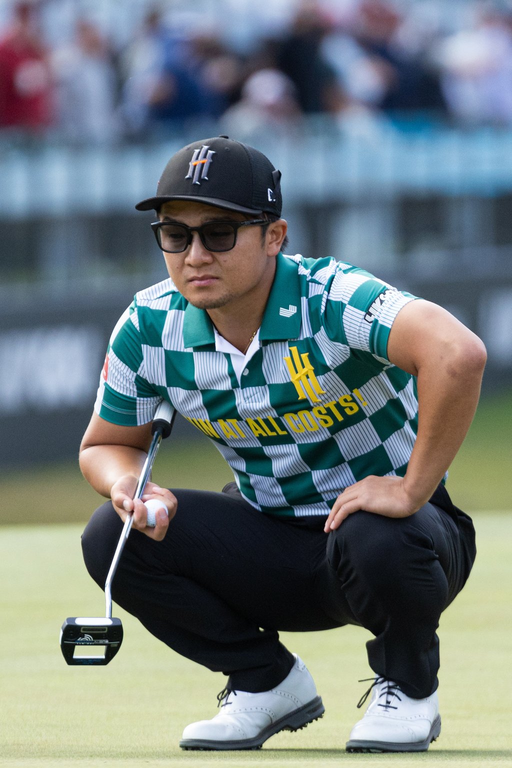 Jinichiro Kozuma lines up a putt on the 12th green during the first round of LIV Golf Adelaide. Photo: LIV Golf Jinichiro Kozuma lines up a putt on the 12th green during the first round of LIV Golf Adelaide. Photo: LIV Golf