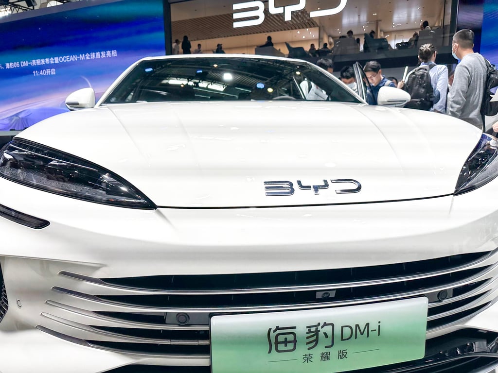 A BYD Seal plug-in hybrid car is displayed at Auto China 2024 Show in Beijing on April 25, 2024. Photo: Daniel Ren A BYD Seal plug-in hybrid car is displayed at Auto China 2024 Show in Beijing on April 25, 2024. Photo: Daniel Ren