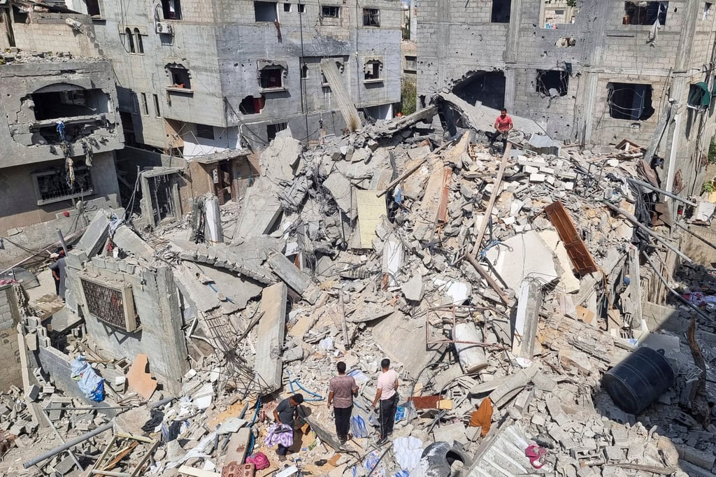 Destruction after an Israeli air strike in Rafah, in the southern Gaza Strip. Photo: AP