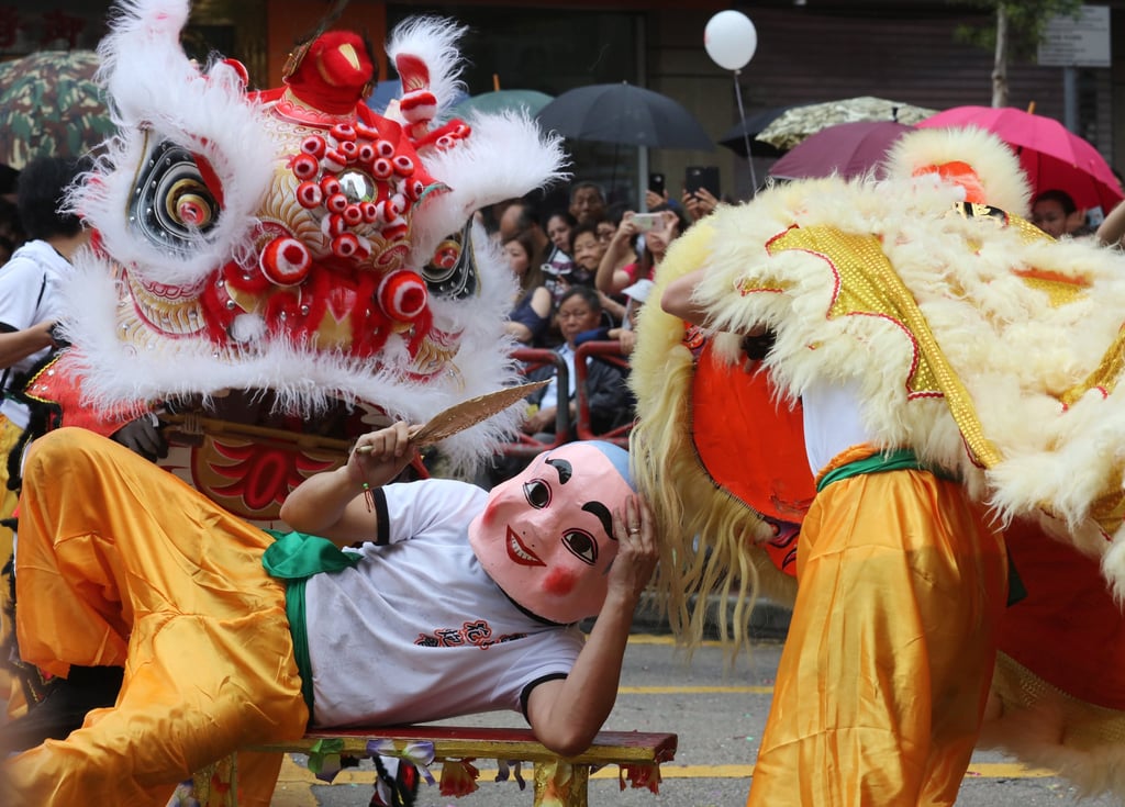 Lion dancers perform in the Tin Hau Festival procession in Shap Pat Heung, Yuen Long, in 2018. Photo: Felix Wong Lion dancers perform in the Tin Hau Festival procession in Shap Pat Heung, Yuen Long, in 2018. Photo: Felix Wong