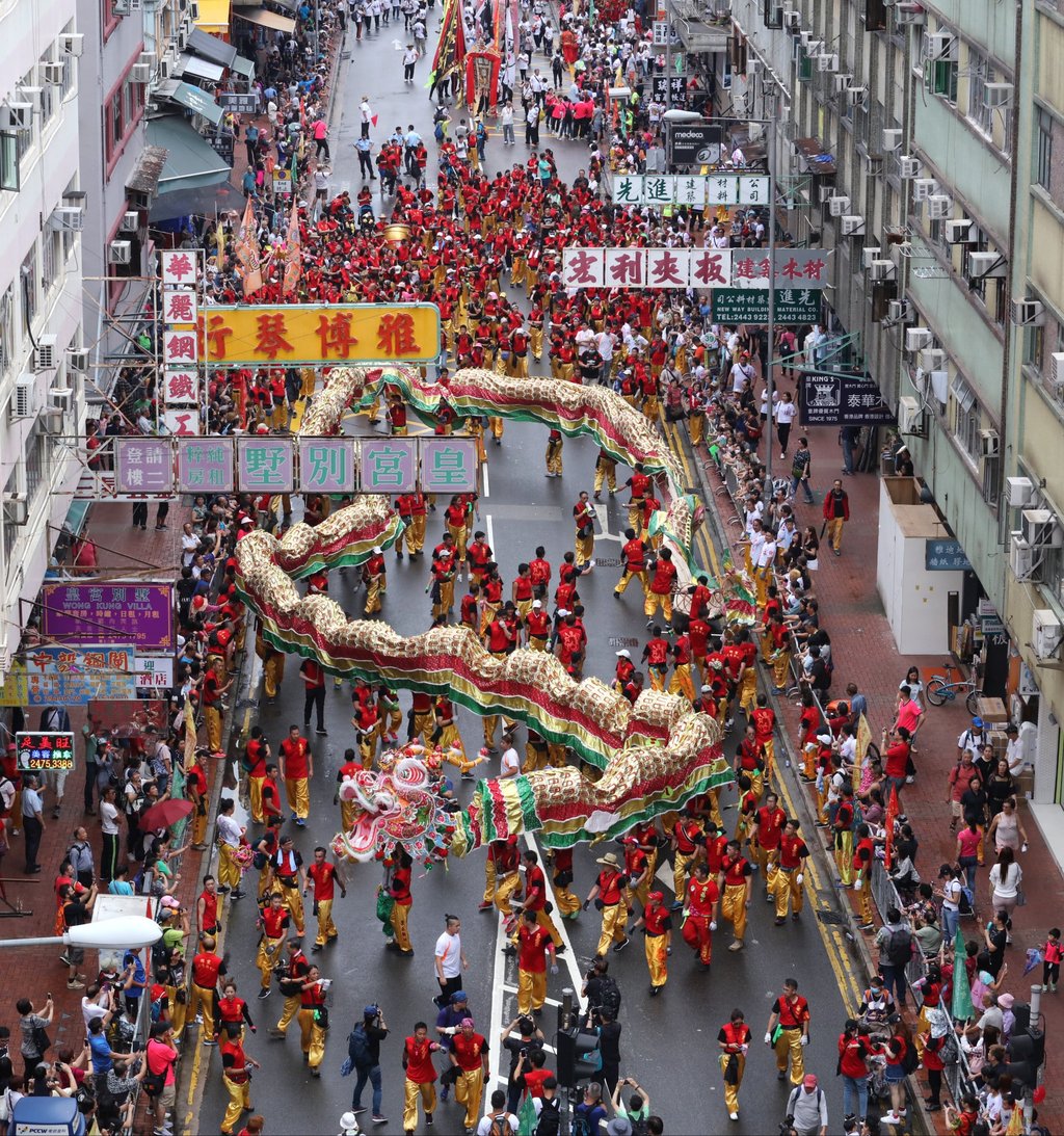 A dragon dance staged as part of the Tin Hau Festival procession in Shap Pat Heung, Yuen Long, in 2018. Photo: Felix Wong A dragon dance staged as part of the Tin Hau Festival procession in Shap Pat Heung, Yuen Long, in 2018. Photo: Felix Wong
