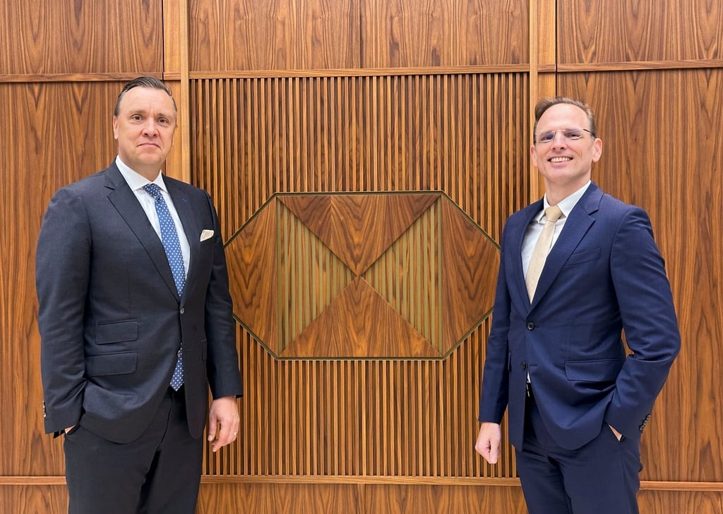 Jyrki Rauhio (left), regional head of credit advisory for Asia Pacific, and Mathieu Rabiller, head of origination, credit advisory for North Asia, at the HSBC building in Central on April 24, 2024. Photo: Aileen Chuang