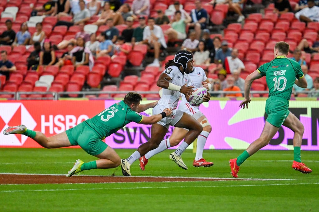 USA beat Ireland in a gripping second group match at the Singapore Sevens on Friday. Photo: AFP