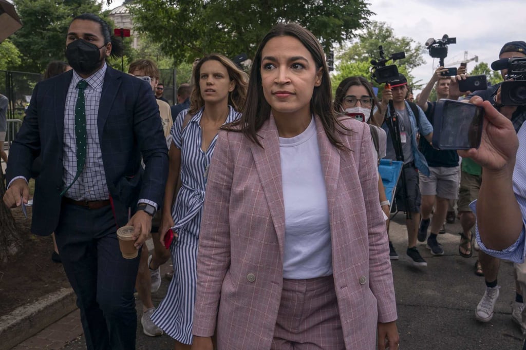 Alexandria Ocasio-Cortez outside the US Supreme Court after a 2022 ruling that removed the federal right to an abortion. Photo: Getty Images/AFP