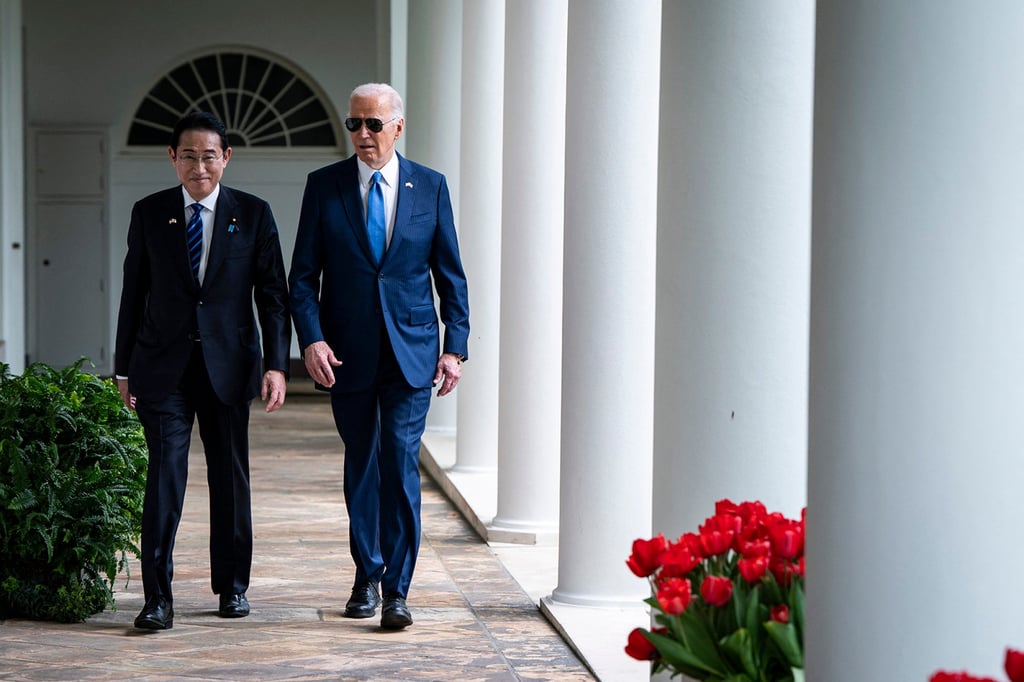 US President Joe Biden and Japanese Prime Minister Fumio Kishida at the White House last month. Photo: AFP