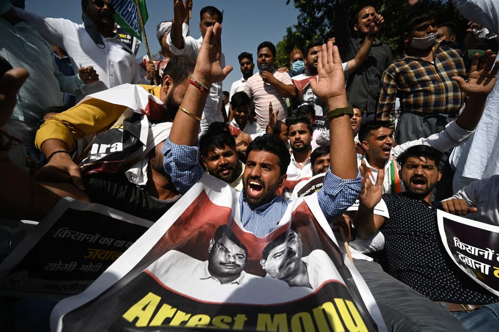 Activists of India’s youth Congress protest near the residence of India’s Home Minister Amit Shah demanding his resignation in New Delhi in 2021. Photo: AFP Activists of India’s youth Congress protest near the residence of India’s Home Minister Amit Shah demanding his resignation in New Delhi in 2021. Photo: AFP