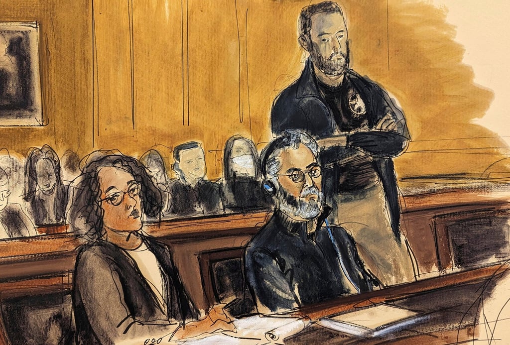 Guo Wengui (seated centre) and his lawyer, Tamara Giwa, appear in court in New York in March 2023. Courtroom sketch: Elizabeth Williams via AP Guo Wengui (seated centre) and his lawyer, Tamara Giwa, appear in court in New York in March 2023. Courtroom sketch: Elizabeth Williams via AP