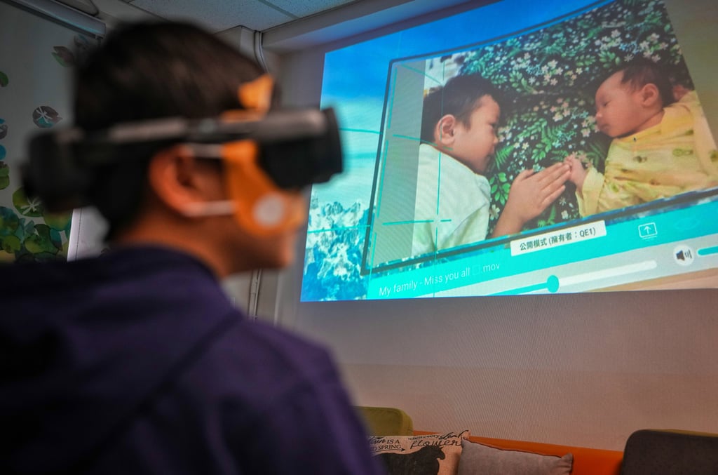 Morris interacts with a reproduction of his late brother in the virtual world. Photo: Elson Li