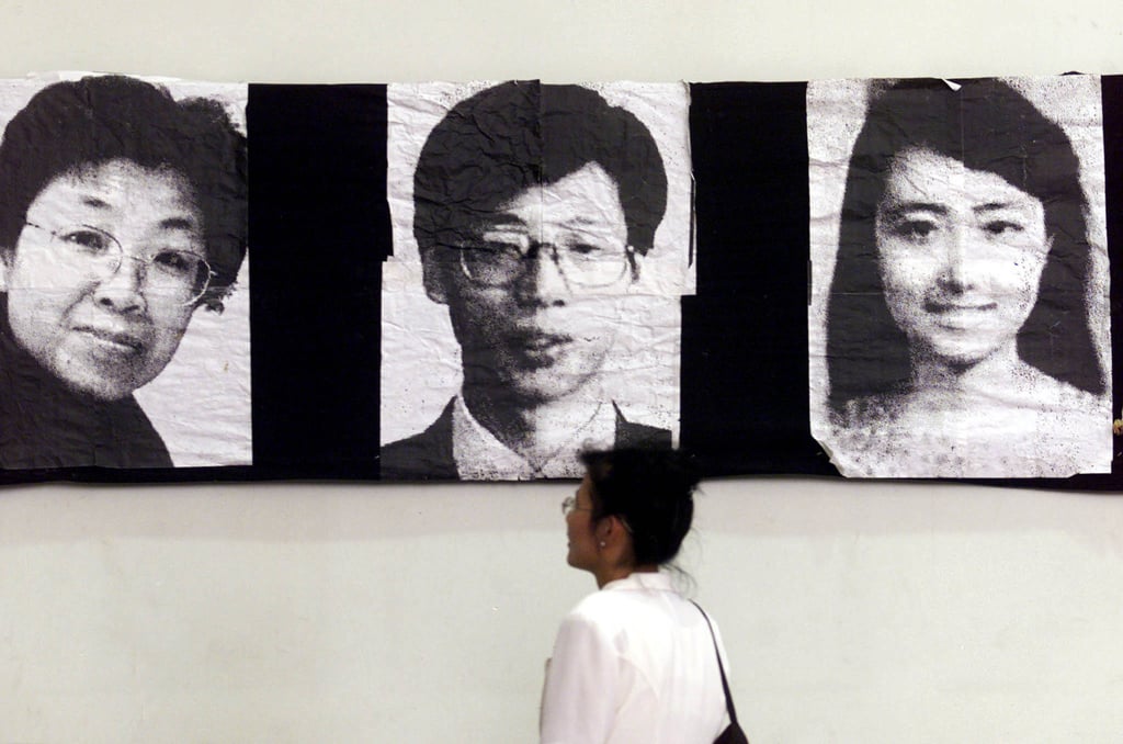 Portraits of the three journalists killed in the bombing of China’s embassy in Belgrade on display at an exhibition established in Beijing in the weeks after the incident. Photo: Reuters Portraits of the three journalists killed in the bombing of China’s embassy in Belgrade on display at an exhibition established in Beijing in the weeks after the incident. Photo: Reuters