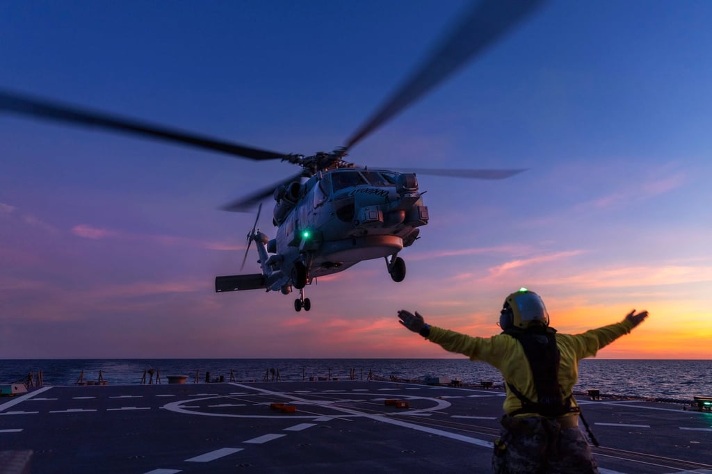 Australia has protested to Beijing that a Chinese fighter jet endangered an Australian navy helicopter with flares over international waters. Photo: Australian Defence Force/AP/File