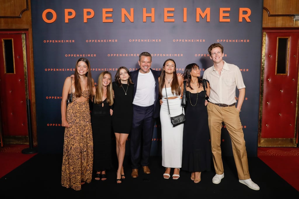 Matt Damon and his daughters at the Oppenheimer premiere in Paris, last July. Photo: Getty Images