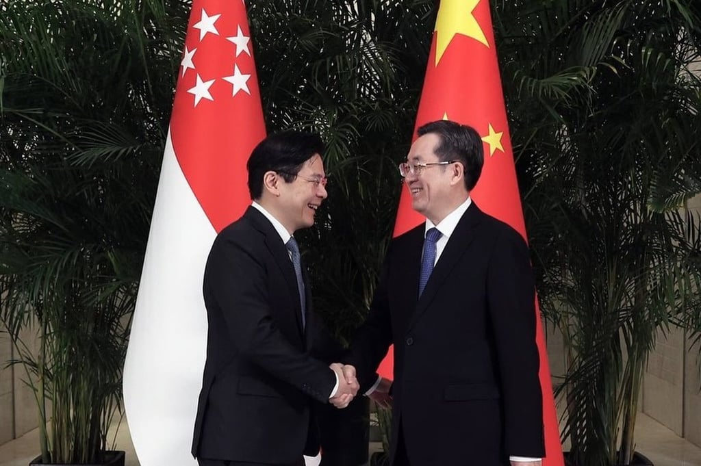 Singapore’s Deputy Prime Minister Lawrence Wong (left) meets Chinese Vice-Premier Ding Xuexiang in Tianjin in December last year. Photo: Instagram/lawrencewongst Singapore’s Deputy Prime Minister Lawrence Wong (left) meets Chinese Vice-Premier Ding Xuexiang in Tianjin in December last year. Photo: Instagram/lawrencewongst