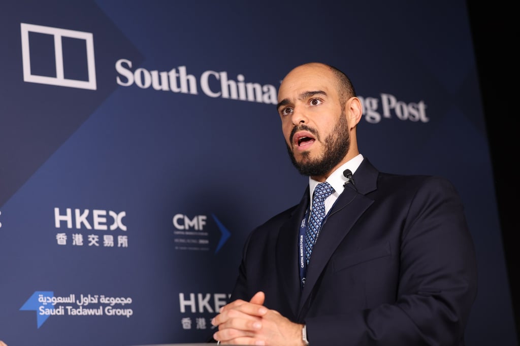 Nayef Al-Athel, the Saudi Tadawul Group’s chief sales and marketing officer, interview during the Capital Markets Forum (CMF) at the Connect Hall of the Hong Kong stock exchange in Central on 9 May 2024. Photo: Edmond So Nayef Al-Athel, the Saudi Tadawul Group’s chief sales and marketing officer, interview during the Capital Markets Forum (CMF) at the Connect Hall of the Hong Kong stock exchange in Central on 9 May 2024. Photo: Edmond So