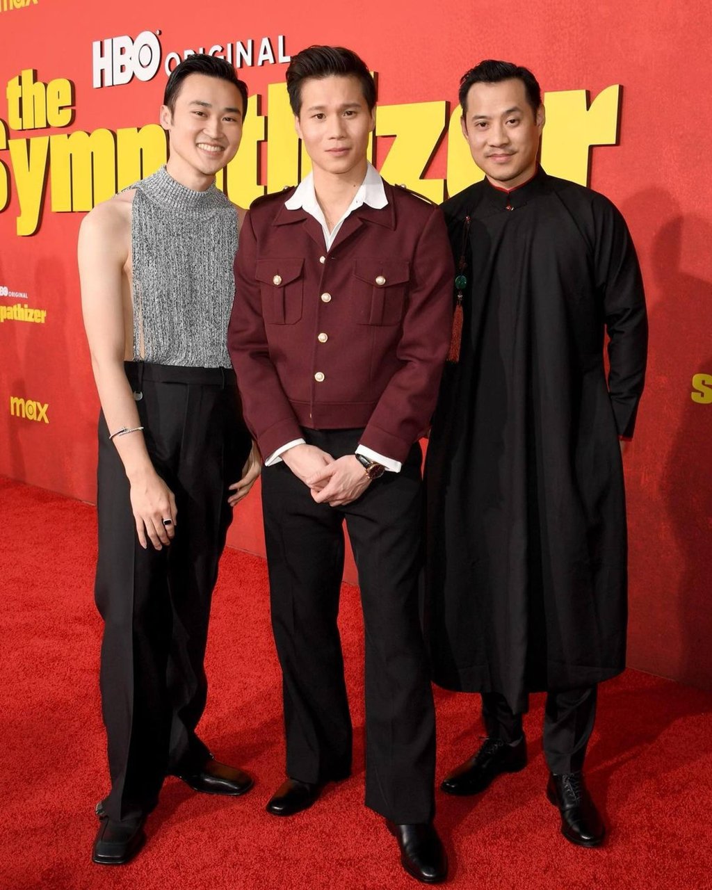 Hoa Xuande, Fred Nguyen Khan and Duy Nguyen at the Los Angeles premiere of HBO-A24 drama The Sympathizer. Photo: @narrativepr/Instagram Hoa Xuande, Fred Nguyen Khan and Duy Nguyen at the Los Angeles premiere of HBO-A24 drama The Sympathizer. Photo: @narrativepr/Instagram
