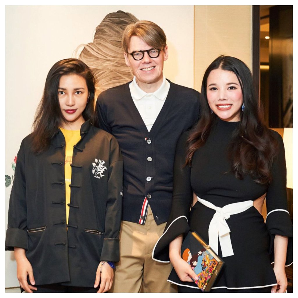 Chinese photographer Chen Man, Andrew Bolton and patron of the arts Wendy Yu together in Beijing, in 2018. Photo: @wendyyu_official/Instagram
