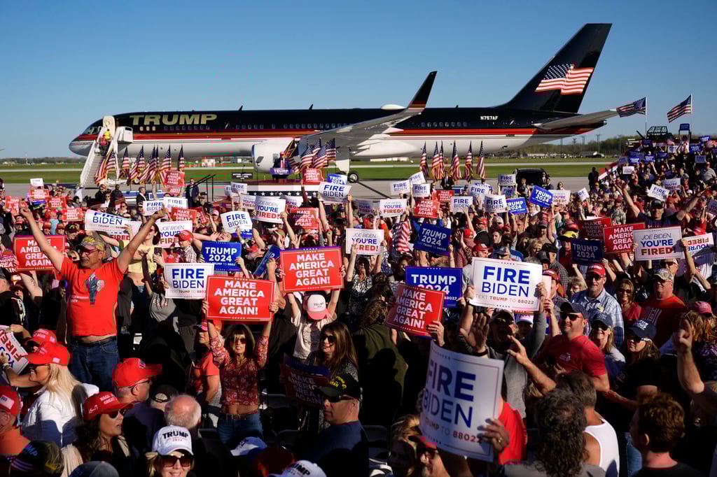 Trump supporters at a campaign rally in Freeland, Michigan. Photo: AP