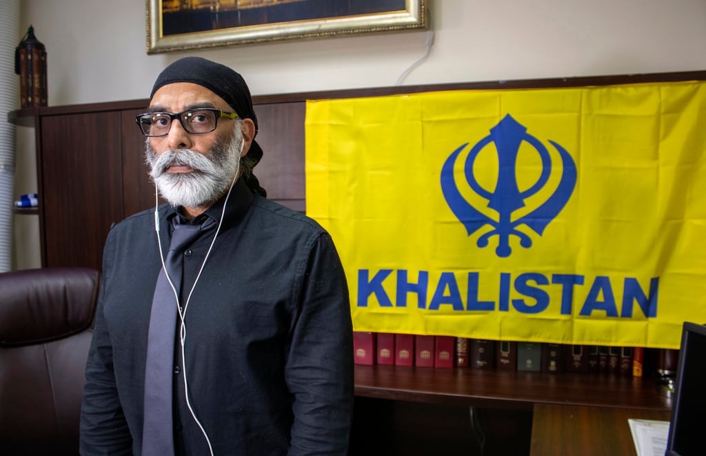 Sikh separatist leader Gurpatwant Singh Pannun in his office in New York in November 2023. Photo: AP