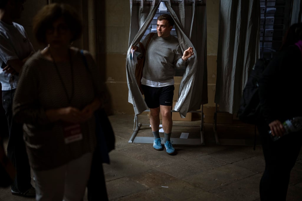 A polling station in Barcelona on Sunday. Photo: AP A polling station in Barcelona on Sunday. Photo: AP