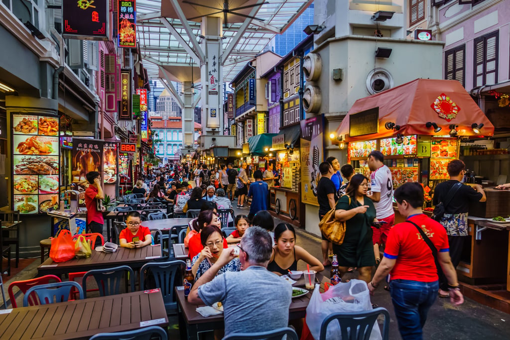 A hawker food centre in Singapore’s Chinatown. Photo: Shutterstock A hawker food centre in Singapore’s Chinatown. Photo: Shutterstock