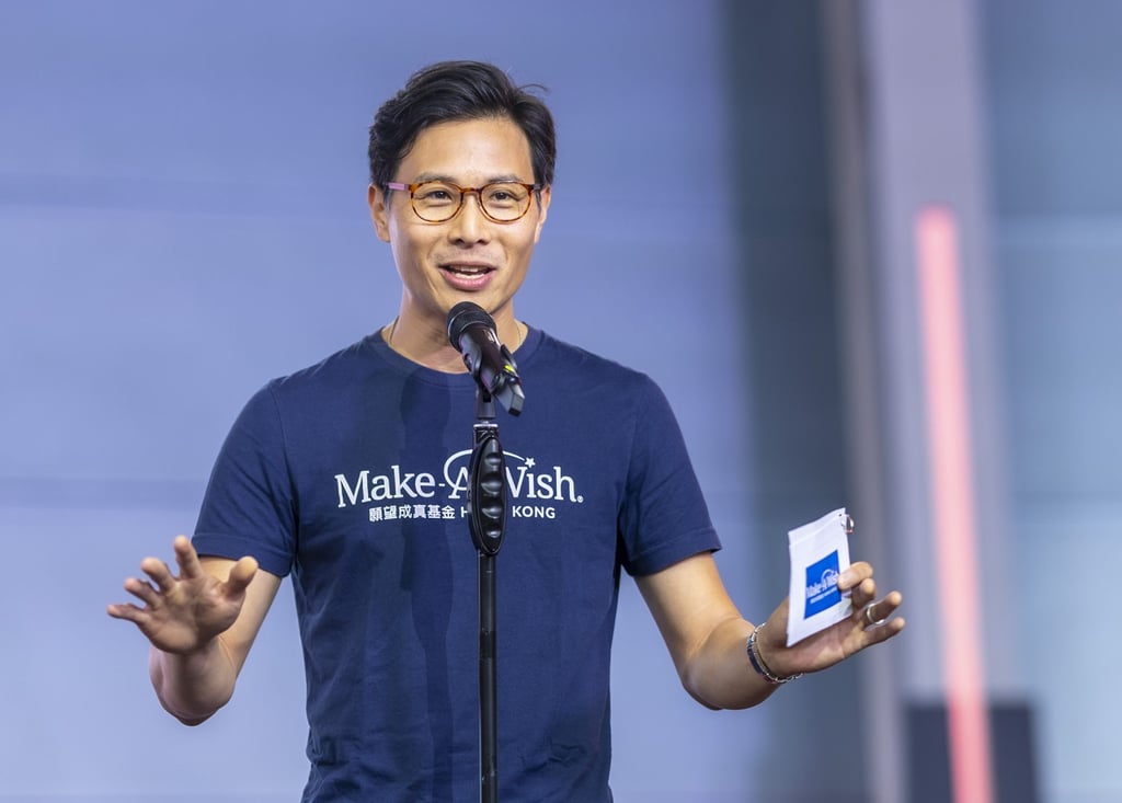 Karlson Wong, a board director for Make-A-Wish Hong Kong, spoke about the power of a wish during the World Wish Day event at Hong Kong Disneyland.
