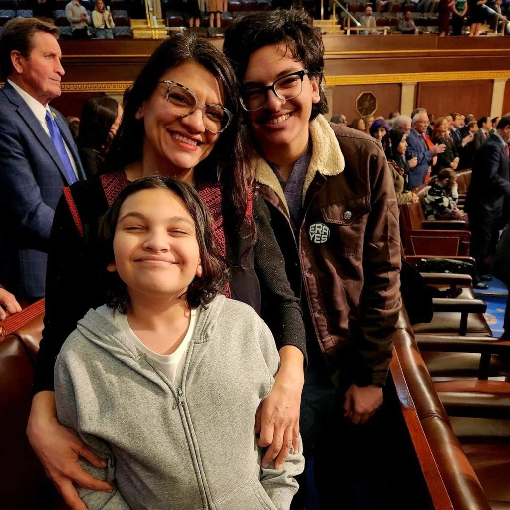 Rashida Tlaib attends her swearing-in ceremony in 2023 with her sons Adam and Yousif. Photo: @rashidatlaib/Instagram Rashida Tlaib attends her swearing-in ceremony in 2023 with her sons Adam and Yousif. Photo: @rashidatlaib/Instagram