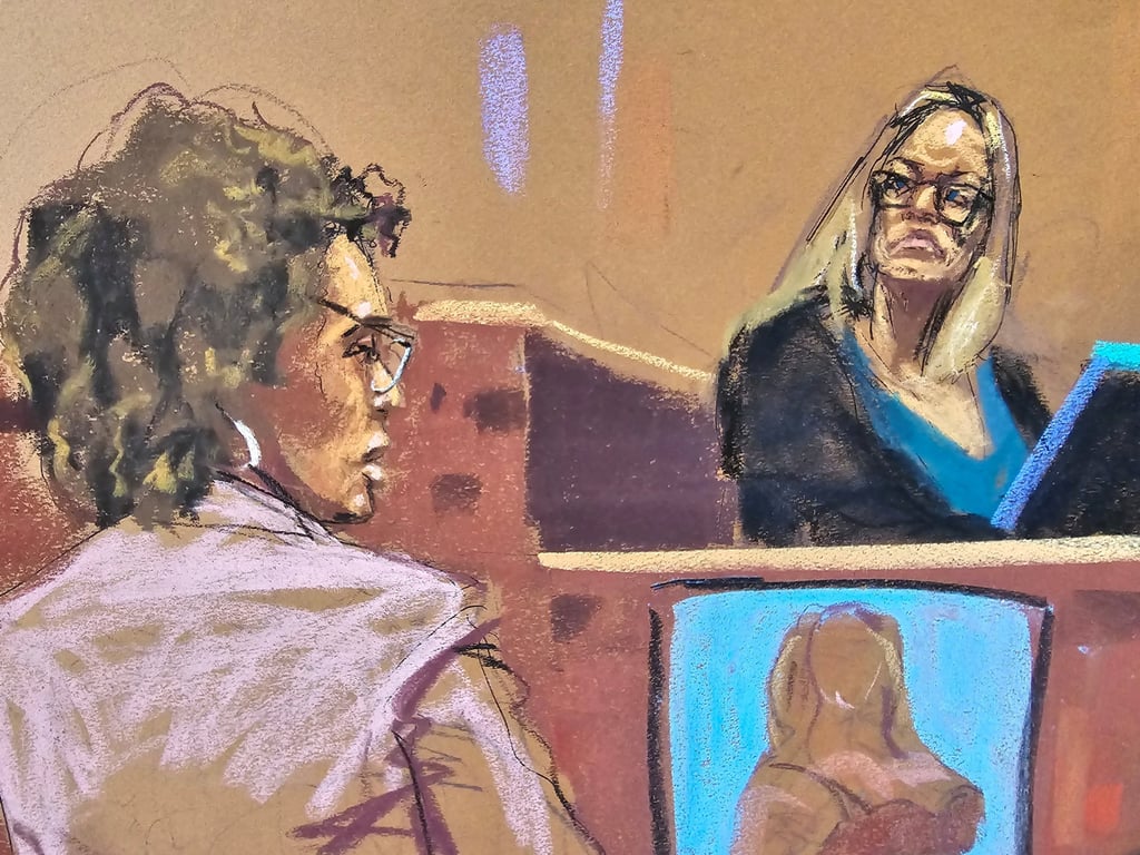 Stormy Daniels is questioned by Trump defence lawyer Susan Necheles in New York on May 9. Courtroom sketch: Jane Rosenberg via Reuters Stormy Daniels is questioned by Trump defence lawyer Susan Necheles in New York on May 9. Courtroom sketch: Jane Rosenberg via Reuters