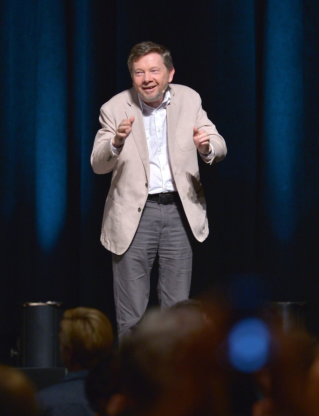 Eckhart Tolle speaks at the James L Knight Centre in Miami, in the US state of Florida, on April 24, 2019. Photo: Getty Images Eckhart Tolle speaks at the James L Knight Centre in Miami, in the US state of Florida, on April 24, 2019. Photo: Getty Images