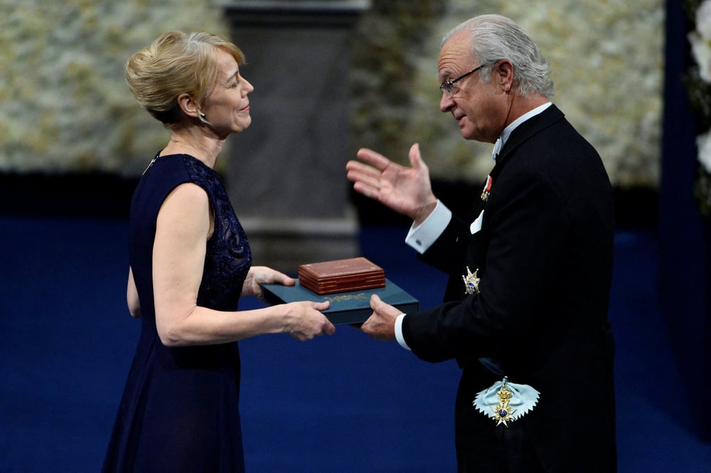 Jenny Munro, daughter of Canadian author Alice Munro, collects the Nobel Prize in Literature on behalf of her mother, from Sweden’s King Carl Gustaf in Stockholm in December 2013. Photo: Claudio Bresciani/TT News Agency via Reuters Jenny Munro, daughter of Canadian author Alice Munro, collects the Nobel Prize in Literature on behalf of her mother, from Sweden’s King Carl Gustaf in Stockholm in December 2013. Photo: Claudio Bresciani/TT News Agency via Reuters