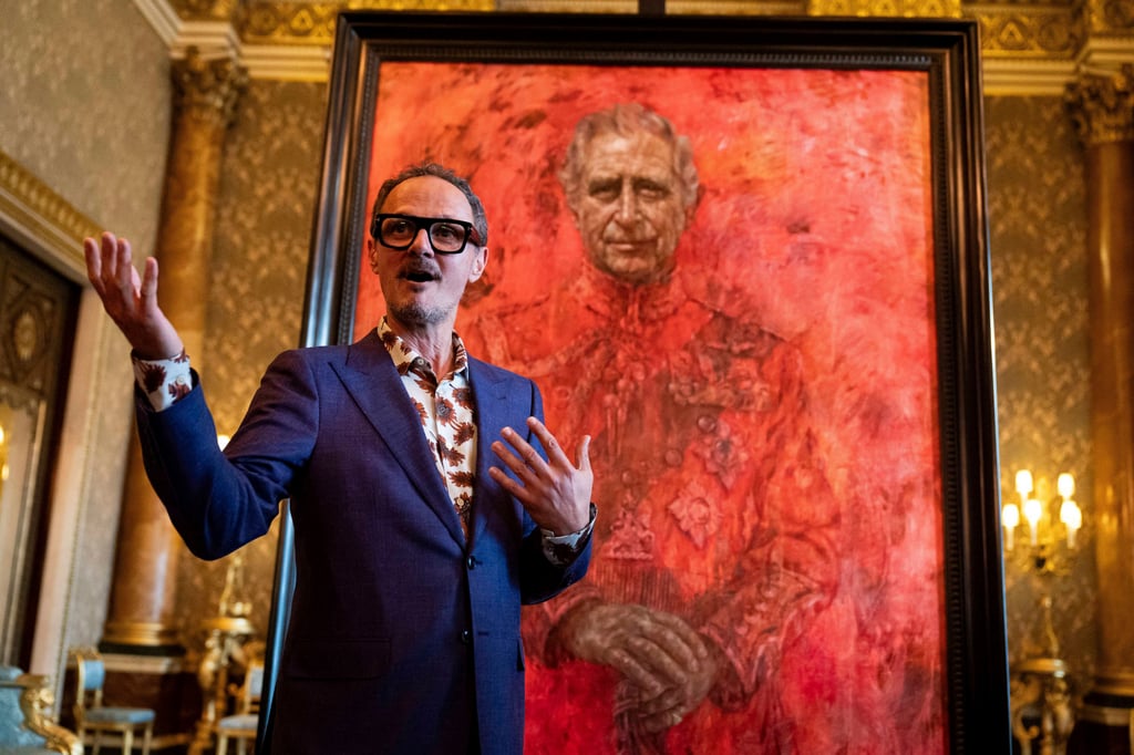 Artist Jonathan Yeo, attends the unveiling of his portrait of King Charles in the blue drawing room at Buckingham Palace on Tuesday. Photo: AP