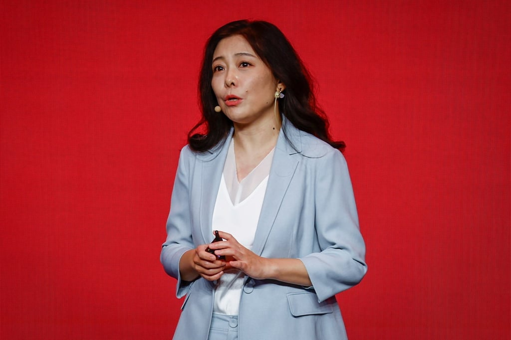 JD.com chief executive Sandy Xu Ran speaks at the company’s 20th anniversary in Beijing on June 18, 2023. Photo: EPA JD.com chief executive Sandy Xu Ran speaks at the company’s 20th anniversary in Beijing on June 18, 2023. Photo: EPA