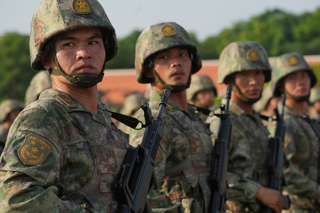Chinese military personnel pictured on Thursday during the Golden Dragon drills in Cambodia’s Kampong Chhnang province. Phot: AP Chinese military personnel pictured on Thursday during the Golden Dragon drills in Cambodia’s Kampong Chhnang province. Phot: AP