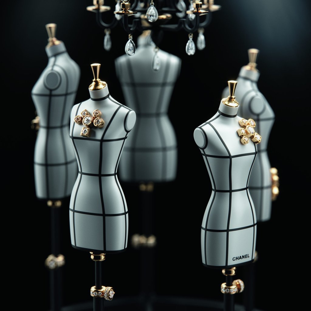 Miniature couture busts perform a dance to the tune of Chanel’s Musical Clock Couture Workshop Miniature couture busts perform a dance to the tune of Chanel’s Musical Clock Couture Workshop