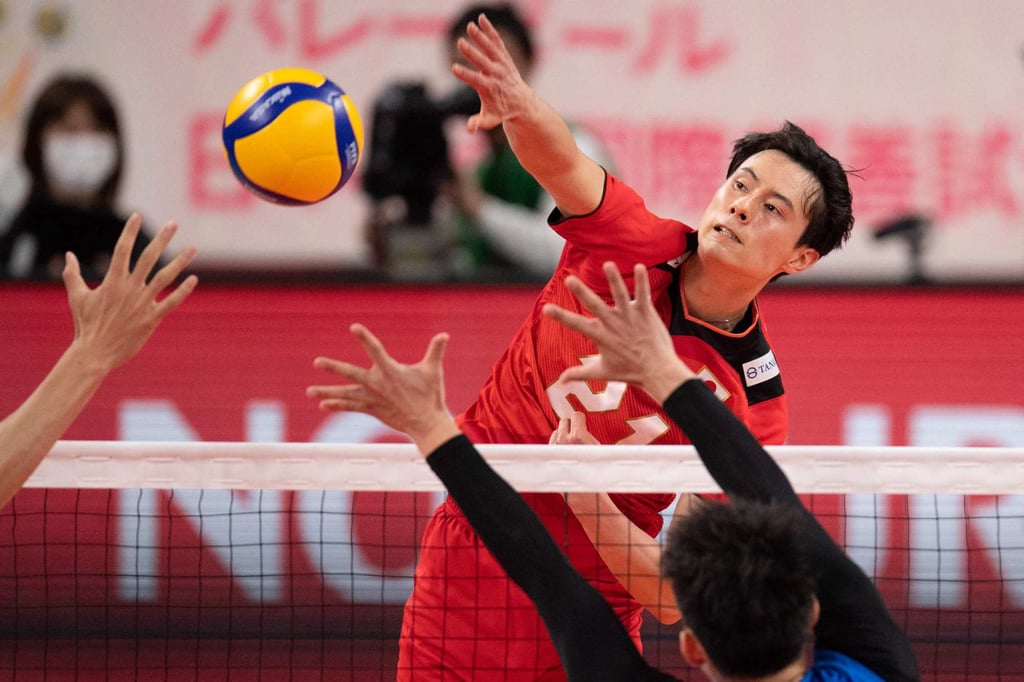 Japan superstar Ran Takahashi spiking the ball in a match against China in 2021. Photo: AFP