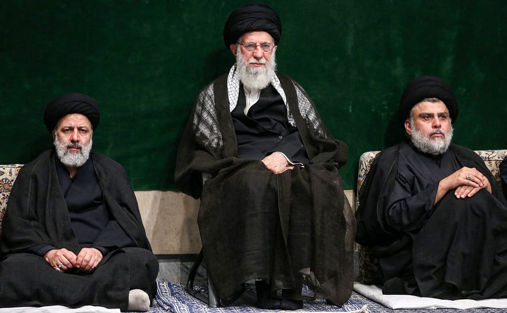 Ebrahim Raisi, Supreme Leader Ayatollah Ali Khamenei, and Iraqi Shiite cleric Muqtada al-Sadr in 2019. File photo: AFP Ebrahim Raisi, Supreme Leader Ayatollah Ali Khamenei, and Iraqi Shiite cleric Muqtada al-Sadr in 2019. File photo: AFP