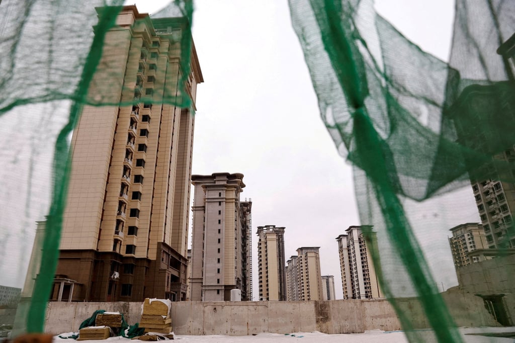 A view of unfinished residential buildings developed by China Evergrande Group in the outskirts of Shijiazhuang, Hebei province, China February 1, 2024. Photo: Reuters