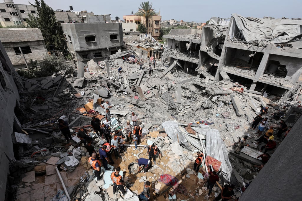 The site of an Israeli strike in Nuseirat, central Gaza on Sunday. Photo: Reuters The site of an Israeli strike in Nuseirat, central Gaza on Sunday. Photo: Reuters