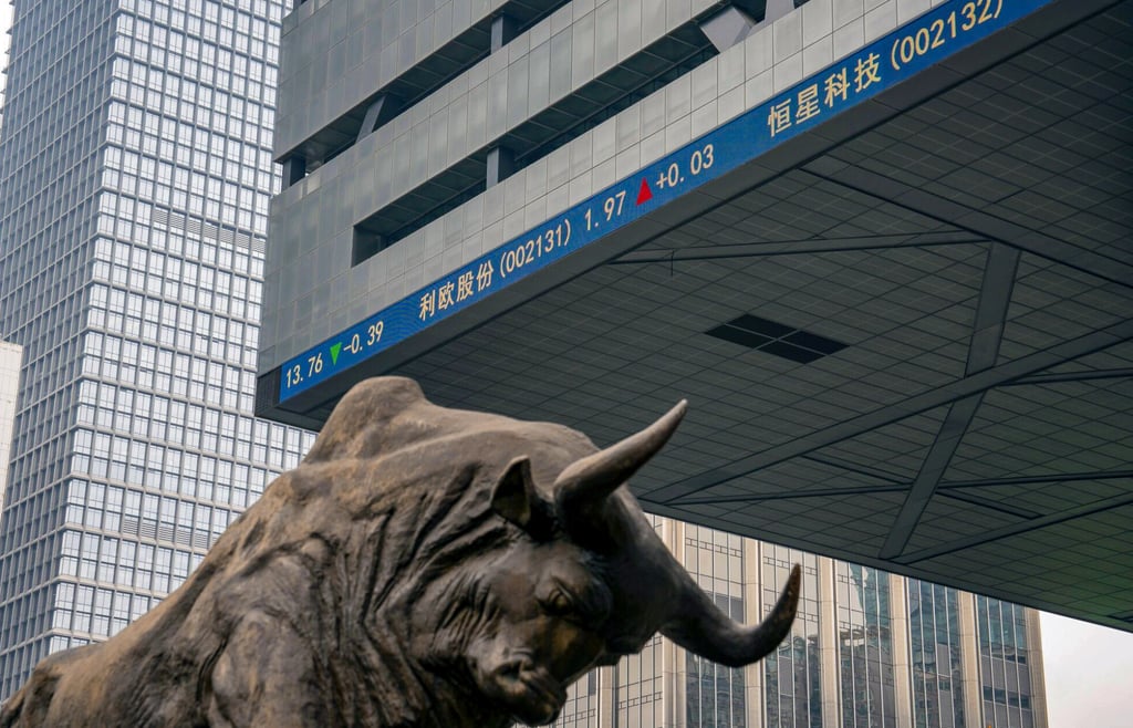 A bull statue stands in front of the Shenzhen Stock Exchange building in Shenzhen, China on May 7, 2024. Photo: Bloomberg A bull statue stands in front of the Shenzhen Stock Exchange building in Shenzhen, China on May 7, 2024. Photo: Bloomberg
