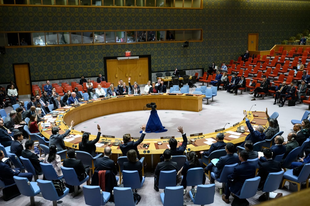 The UN Security Council voting in April on space weapons. Photo: UN via Xinhua The UN Security Council voting in April on space weapons. Photo: UN via Xinhua