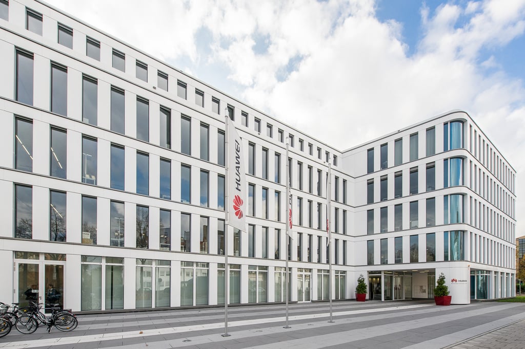 Up to 2,000 staff are employed at the European headquarters of Chinese information and communications technology company Huawei Technologies in Düsseldorf, Germany.
