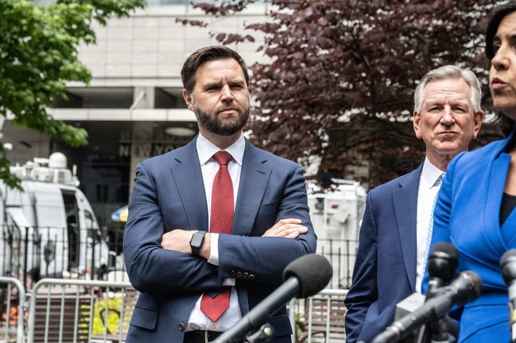 J.D. Vance joins senator Tommy Tuberville and representative Nicole Malliotakis to speak to the media in New York City last week. Photo: Getty Images