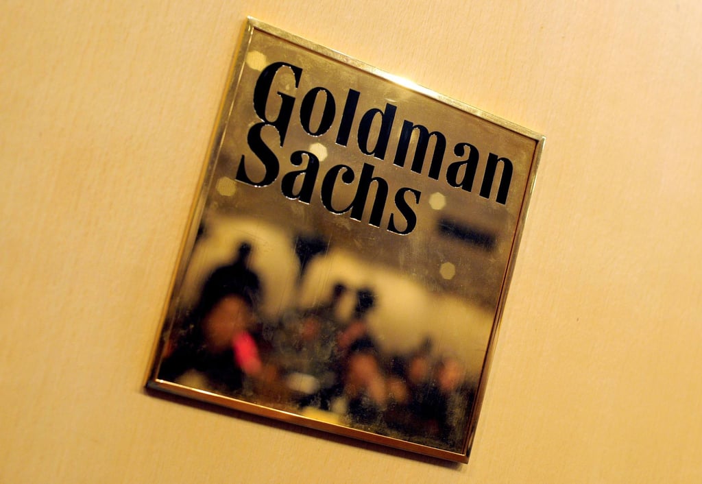 This file photo taken on November 14, 2009 shows a plaque for investment banking giant Goldman Sachs in Hong Kong. Photo: AFP
