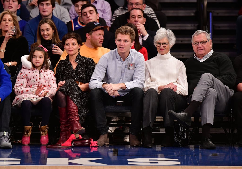 A young Suri Cruise, Katie Holmes, Martin Holmes Jr, Kathleen Holmes and Martin Holmes often do things as a family, like attending this New York Knicks game in 2017. Photo: Getty Images A young Suri Cruise, Katie Holmes, Martin Holmes Jr, Kathleen Holmes and Martin Holmes often do things as a family, like attending this New York Knicks game in 2017. Photo: Getty Images