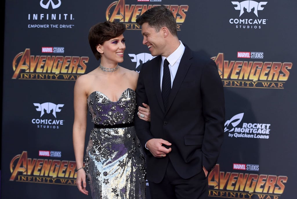 Scarlett Johansson and Colin Jost at the world premiere of Avengers: Infinity War together in 2018. Photo: Invision/AP