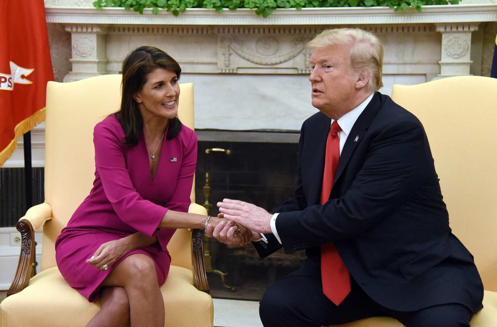 Then US president Donald Trump and Nikki Haley at the White House in October 2018. File photo: AFP Then US president Donald Trump and Nikki Haley at the White House in October 2018. File photo: AFP